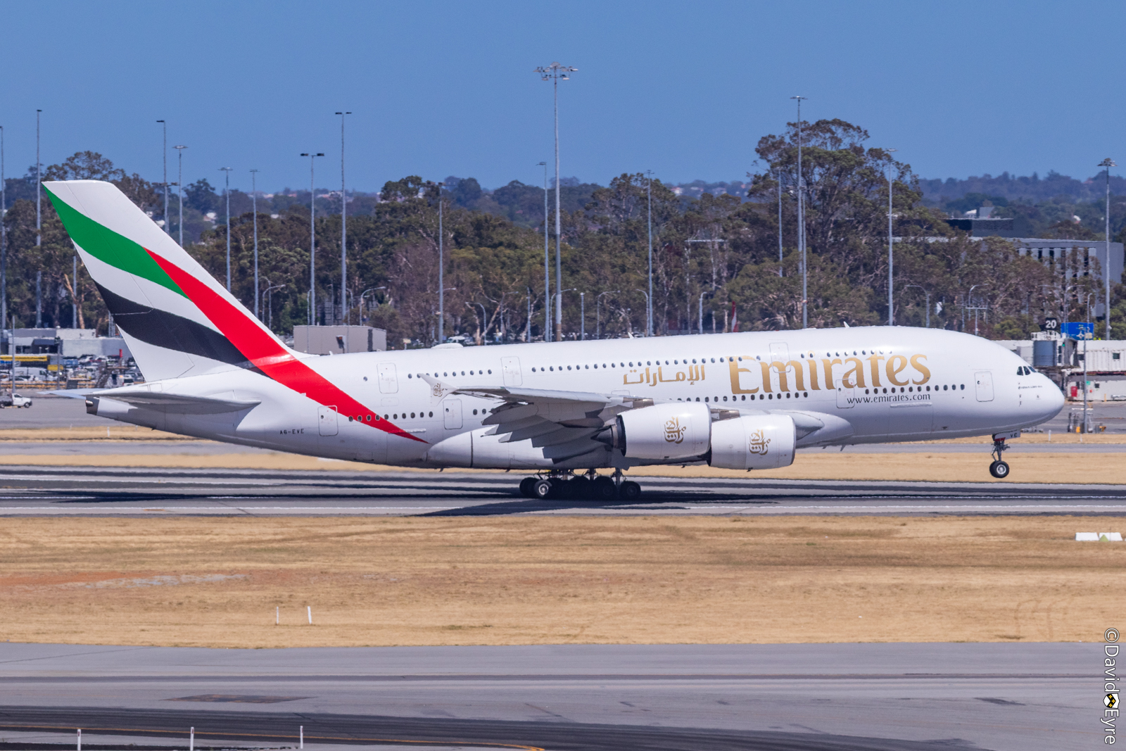 A6-EVE Airbus A380-842 of Emirates at Perth Airport, Western Australia ...