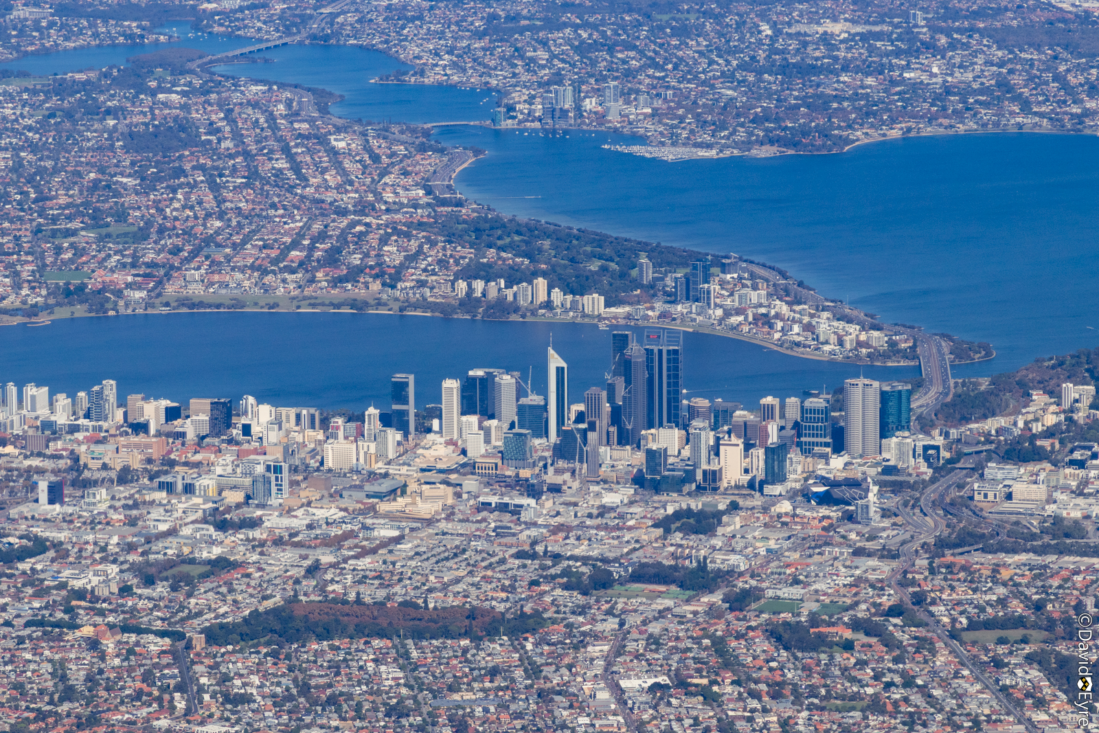 View south over Perth, Western Australia – 17 May 2024. Taken from seat ...